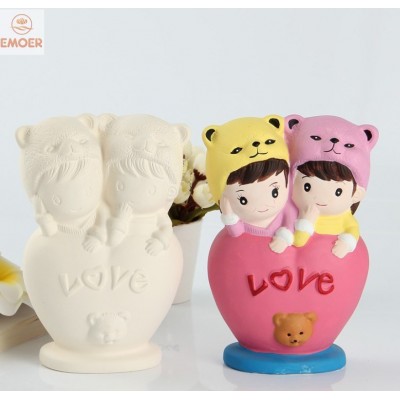 unique DIY ceramic girls  piggy bank for kids